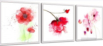 pink flowers in set panels Oil Paintings